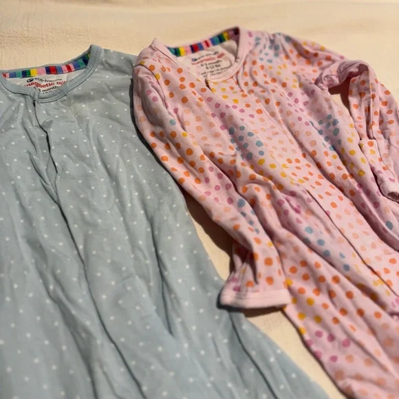 2 Magnetic Me Blue and Pink Footies Soft One Pieces - Picture 3 of 3